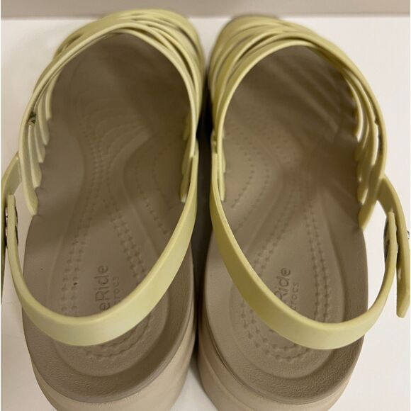 Crocs Brooklyn Strappy Low Wedge Sandals in Bone. Size 8(W). - Picture 4 of 8